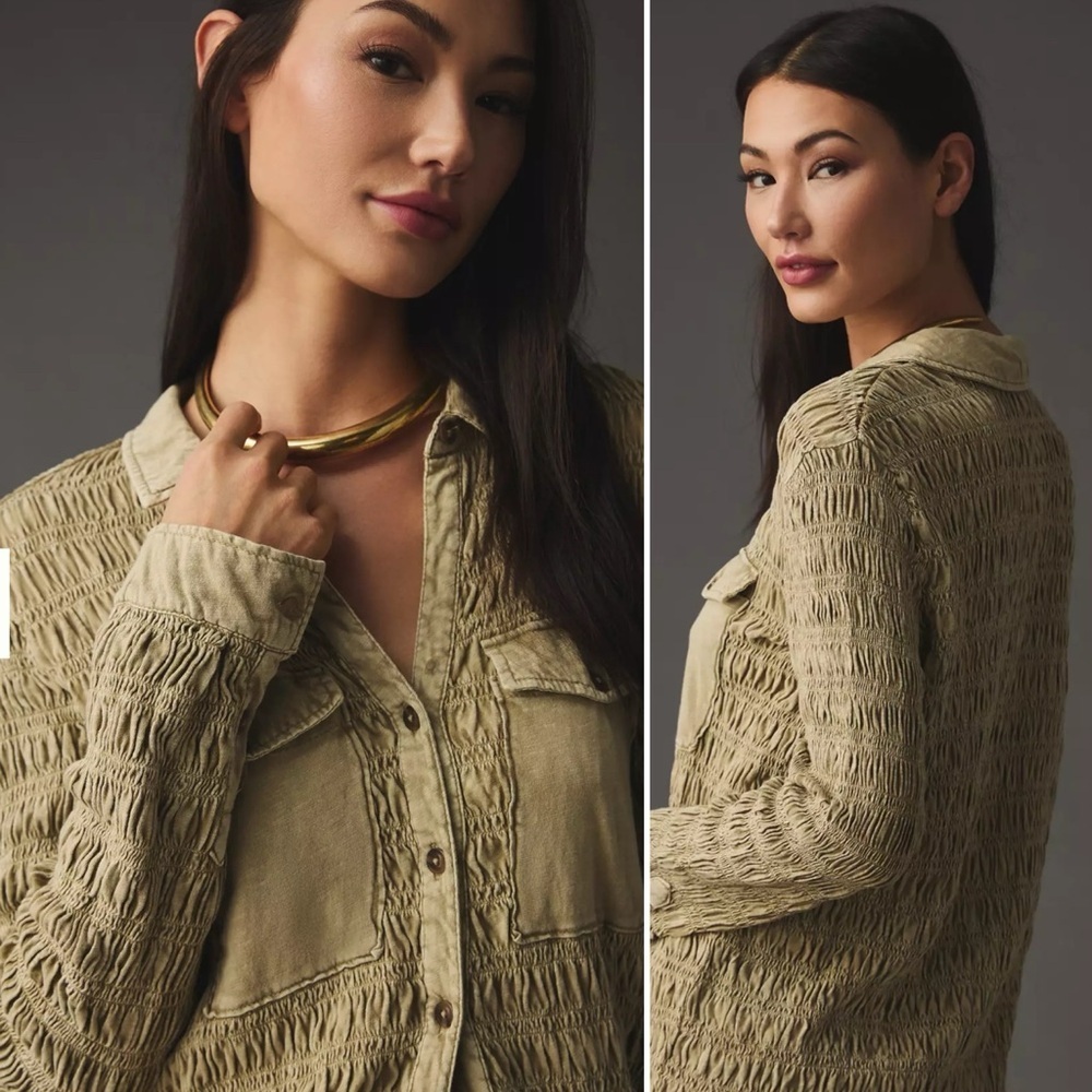Anthropologie Pilcro Smocked Shacket size S